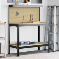 vidaXL Workbench Black 114 x 54 x 145 cm Engineered Wood and Metal