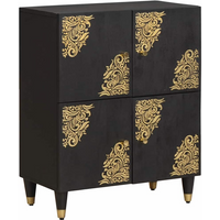 vidaXL Sideboard with Shelf Black 60 x 33 x 75 cm Solid Mango Wood