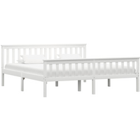 vidaXL Bed Frame without Mattress White Solid Pinewood 180x200 cm Super King