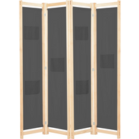 vidaXL 4-Panel Room Divider Grey 160x170x4 cm Fabric