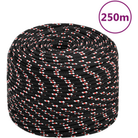 vidaXL Boat Rope Black 8 mm 250 m Polypropylene