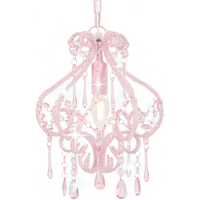 vidaXL Ceiling Lamp with Beads Pink Round E14