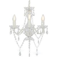 vidaXL Chandelier with Beads White Round 3 x E14