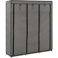 vidaXL Wardrobe with Compartments and Rods Grey 150x45x175 cm Fabric