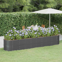 vidaXL Garden Raised Bed Galvanised Steel 368x80x68 cm Anthracite