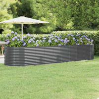 vidaXL Garden Raised Bed Galvanised Steel 396x100x68 cm Anthracite