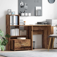 vidaXL Desk with Drawer Old Wood 131.5 x 50 x 106.5 cm Engineered Wood