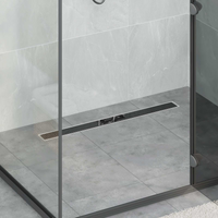 vidaXL Shower Drain Glass Cover with 360° Siphon Black 80 cm