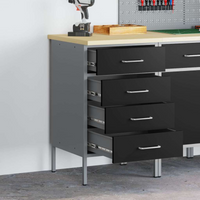 vidaXL Work Bench with Drawer Black and Grey 50 x 55 x 85 cm