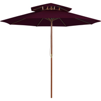 vidaXL Double Decker Parasol with Wooden Pole Bordeaux Red 270 cm