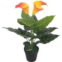 vidaXL Artificial Calla Lily Plant with Pot 45 cm Red and Yellow