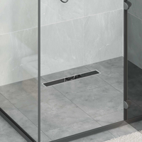 vidaXL Shower Drain Glass Cover with 360° Siphon Black 50 cm