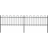 vidaXL Garden Fence with Hoop Top Steel 359x80 cm Black