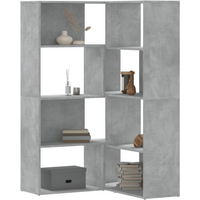 vidaXL Corner Bookcase 4-Tier Concrete Grey 85x85x140 cm Engineered Wood