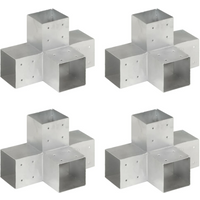 vidaXL Post Connectors 4 pcs X Shape Galvanised Metal 101x101 mm