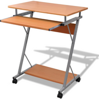 vidaXL Compact Computer Desk with Pull-out Keyboard Tray Brown