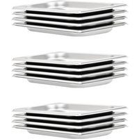 vidaXL Gastronorm Containers 12 pcs GN 1/4 20 mm Stainless Steel
