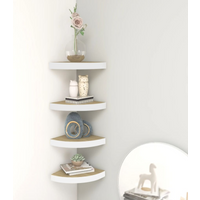 vidaXL Wall Corner Shelves 4 pcs Oak and White 25x25x3.8 cm MDF