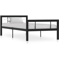 vidaXL Bed Frame without Mattress Black and White Metal 90x200 cm