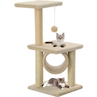 vidaXL Cat Tree with Sisal Scratching Posts 65 cm Beige