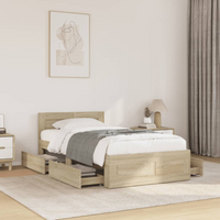 vidaXL Bed Frame with Headboard without Mattress Sonoma Oak 75x190 cm Small Single