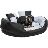 vidaXL Reversible & Washable Dog Cushion Grey and Black 85x70x20 cm