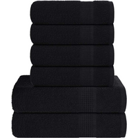 vidaXL 6 Piece Towel Set "FROGN" Black 360 gsm
