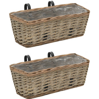 vidaXL Balcony Planter 2 pcs Wicker with PE Lining 40 cm