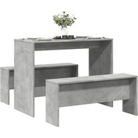 vidaXL 3 Piece Dining Table and Bench set Concrete Grey Engineered Wood