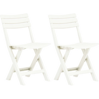 vidaXL Folding Garden Chairs 2 pcs Plastic White