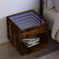 vidaXL Bedside Table with Infinity LED Smoked Oak 50x50x50 cm