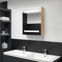 vidaXL LED Bathroom Mirror Cabinet White and Oak 50x14x60 cm