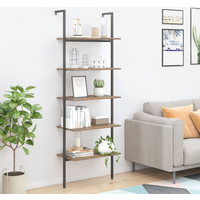 vidaXL 5-Tier Leaning Shelf Dark Brown and Black 64x35x185 cm