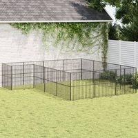 vidaXL Dog Playpen 16 Panels Black Galvanised Steel