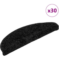 vidaXL Stair Mats 30 pcs 56x17x3 cm Black Half Round