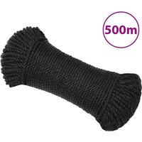 vidaXL Work Rope Black 8 mm 500 m Polypropylene