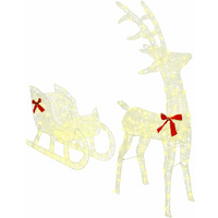 vidaXL Reindeer Pull Sleigh Warm white 70 x 26 x 130 cm Acrylic