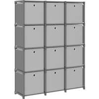 vidaXL 12-Cube Display Shelf with Boxes Black 103x30x141 cm Fabric