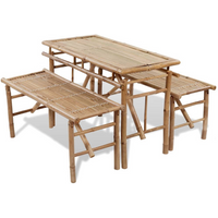 vidaXL Beer Table with 2 Benches 100 cm Bamboo