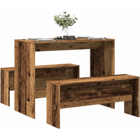 vidaXL 3 Piece Dining Table and Bench set Old Wood Engineered Wood