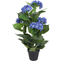 vidaXL Artificial Hydrangea Plant with Pot 60 cm Blue