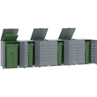 vidaXL Wheelie Bin Storage for 6 Bins Grey 414x79x117 cm Steel
