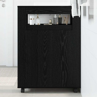 vidaXL Bathroom Furniture Set with Wheel Black Oak 65 x 23 x 87 cm