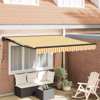 vidaXL Retractable Awning Manual Yellow and White 300 x 250 cm