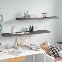vidaXL Floating Wall Shelves 2 pcs High Gloss Grey 120x23.5x3.8 cm MDF