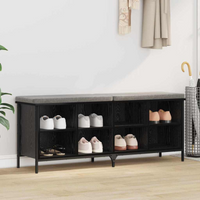 vidaXL Shoe Cabinet with Shelf with Storage Black Oak 131 x 35 x 50 cm