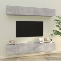 vidaXL Wall TV Cabinets 4 pcs Concrete Grey 100x30x30 cm