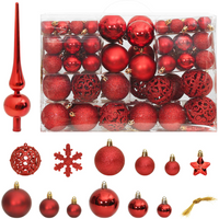vidaXL 111 Piece Christmas Bauble Set Red Polystyrene