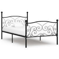 vidaXL Bed Frame without Mattress with Slatted Base Black Metal 90x200 cm