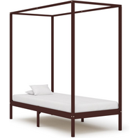 vidaXL Canopy Bed Frame without Mattress Dark Brown Solid Wood 100x200cm